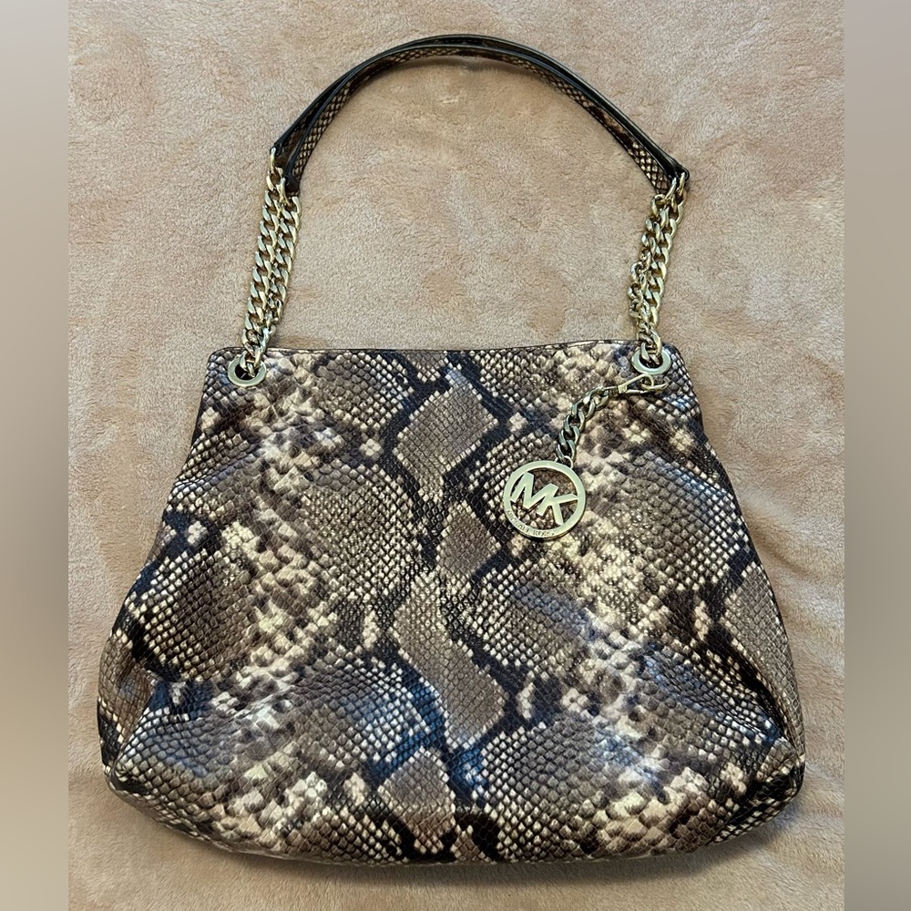 Michael Kors Jet Set Chain Python Embossed Should… - image 1